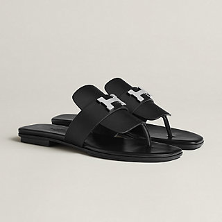 HERMES 38 大人気　黒 HERMES サンダル 38.5 黒 レザー